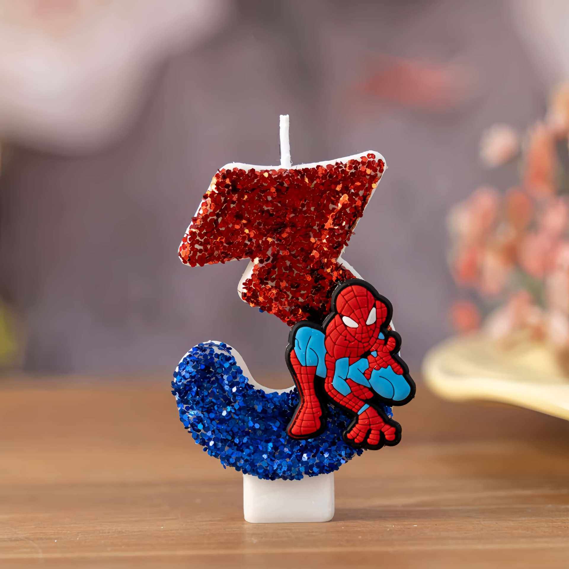 Party Games Kids Birthday - 0-9 Superheld SpiderMan Leuke Figuurkaarsen Schattig